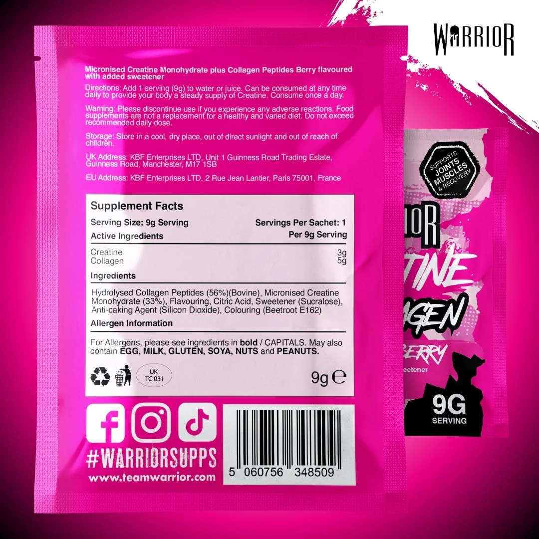 Warrior Creatine Plus Collagen – 15 Sachet Pack (30 Servings) - Image 7