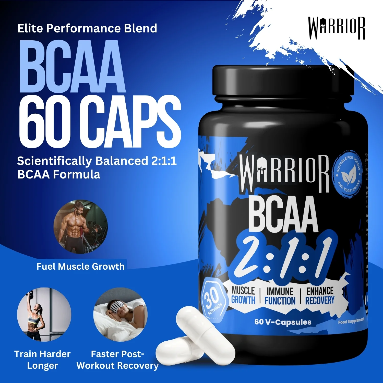 Warrior BCAA 2:1:1 - 60 Caps - Image 2