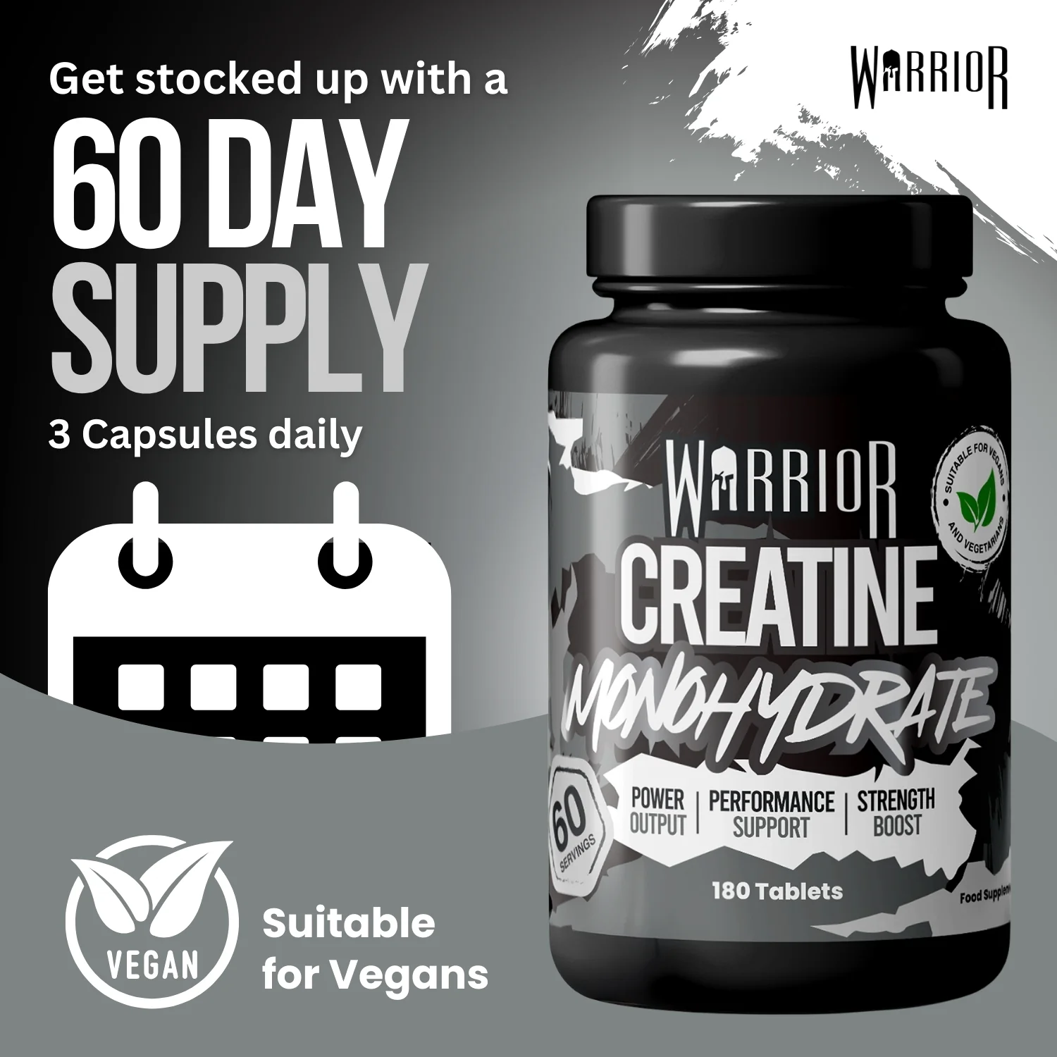 Warrior Creatine Monohydrate Tablets | 60 Tablets | 180 Tablets - Image 6