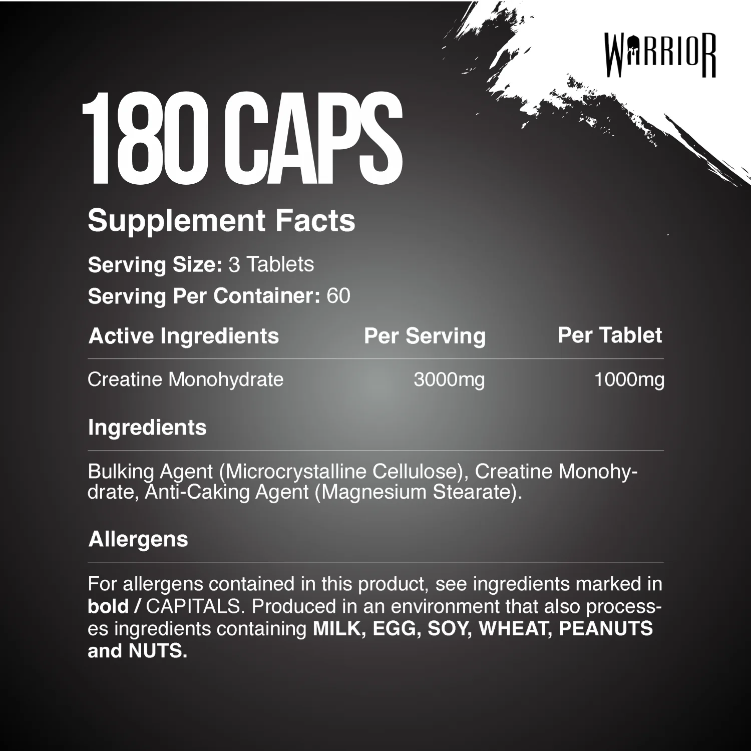 Warrior Creatine Monohydrate Tablets | 60 Tablets | 180 Tablets - Image 9