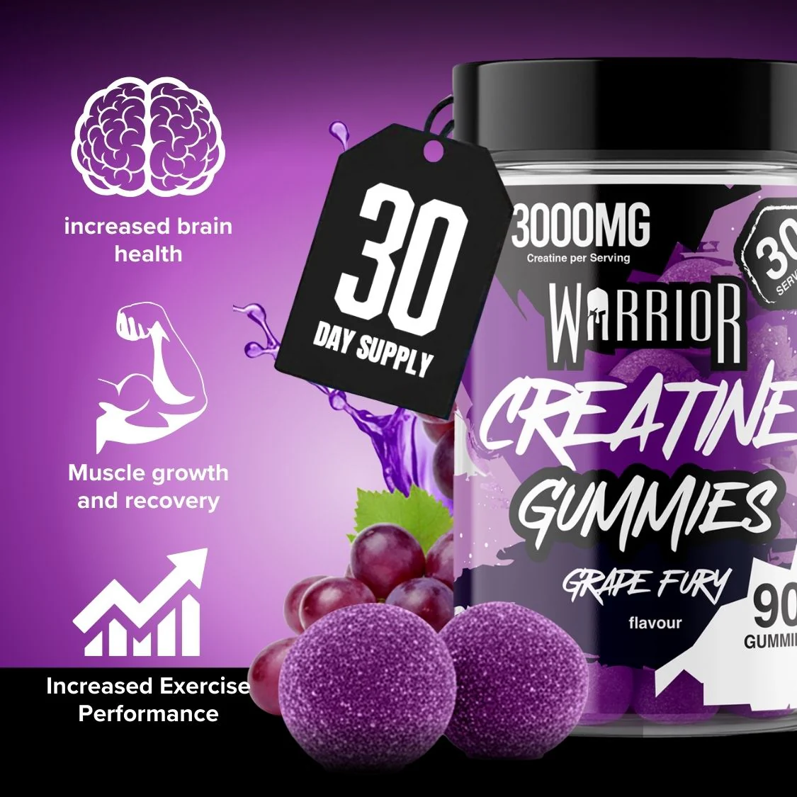 Warrior Creatine Monohydrate Gummies | 90 Gummies | 3000mg - Image 2