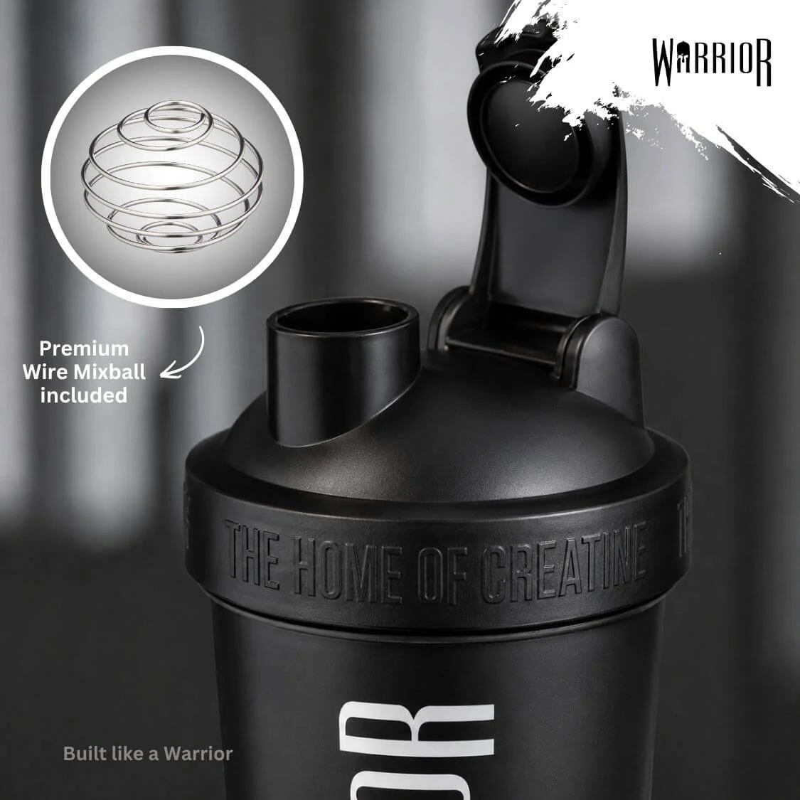 Warrior Home of Creatine Shaker – 600ml Black | Premium Leak-Proof Protein Shaker Bottle - Image 6