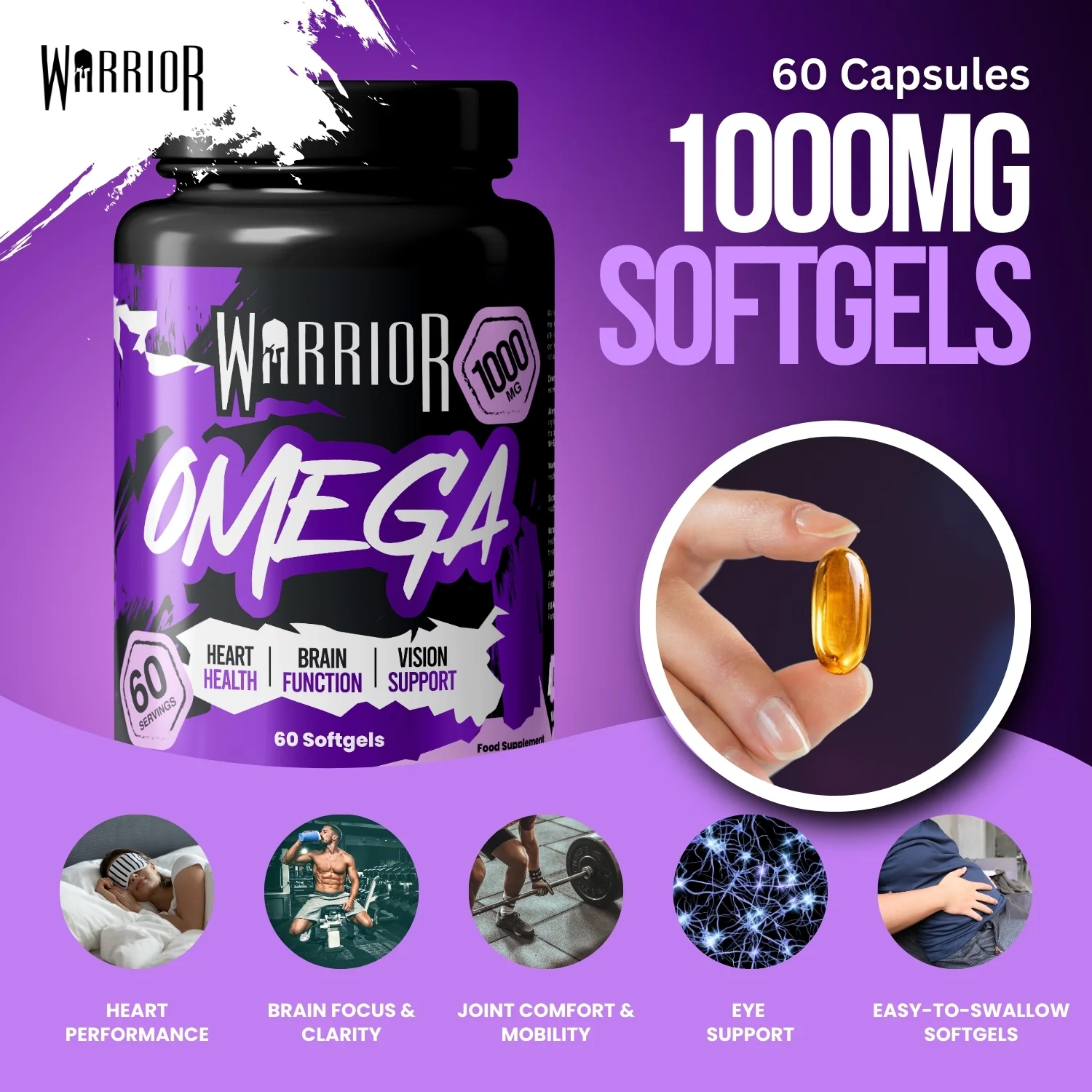 Warrior Omega (1000mg) - 60 Softgels (2 Month Supply) - Image 3