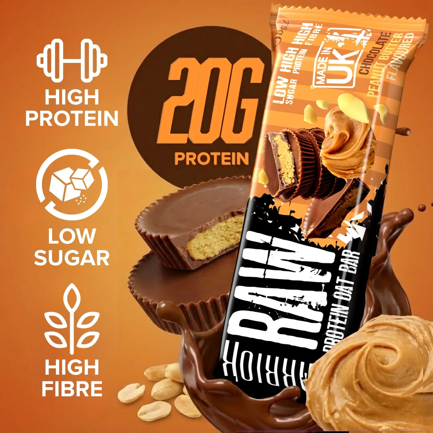 Warrior RAW Protein Bar - 24 x 75g Bars - Image 8