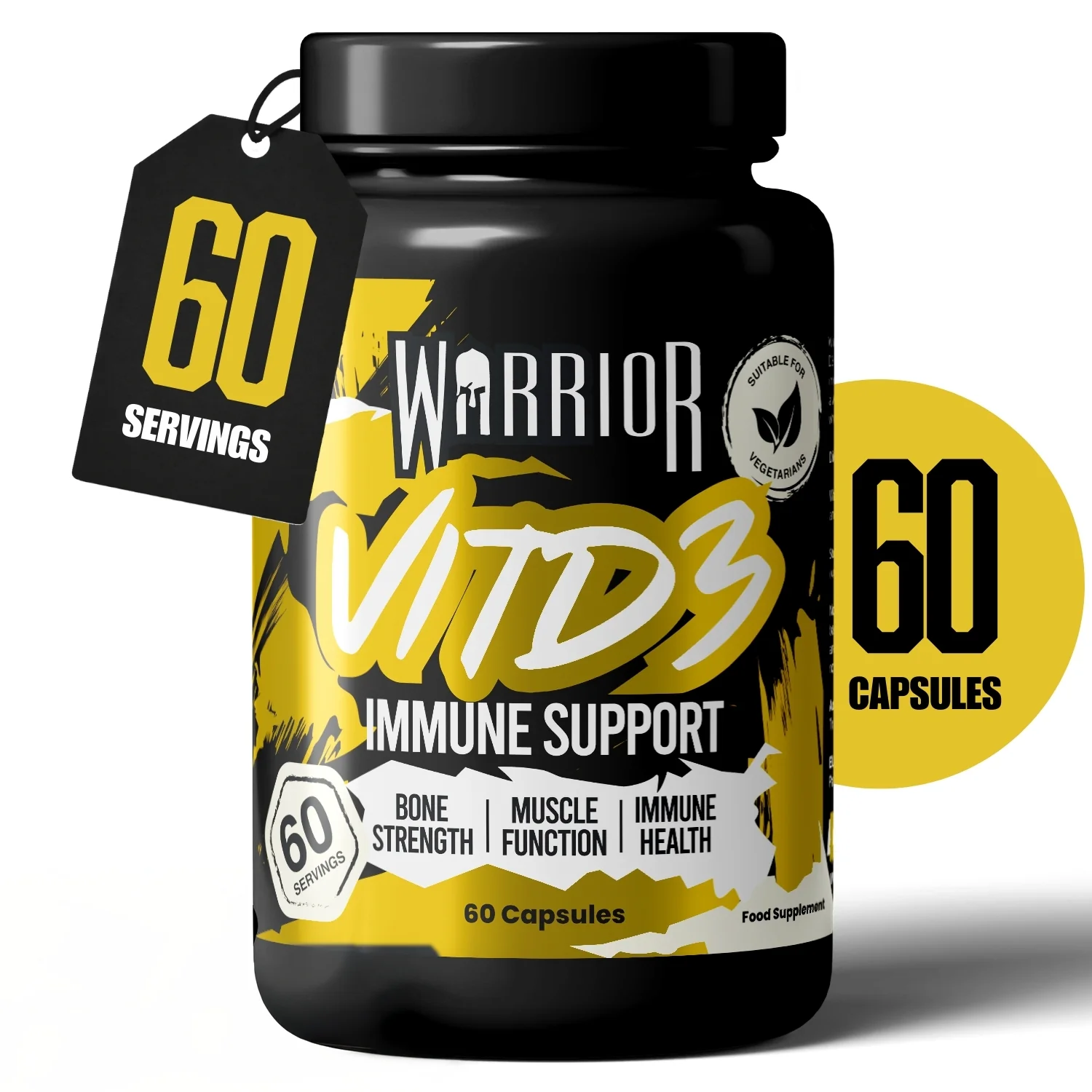 Warrior Vitamin D3 – 4000 IU (60 Tablets) | High Strength Immunity, Bone, Mood & Muscle Support