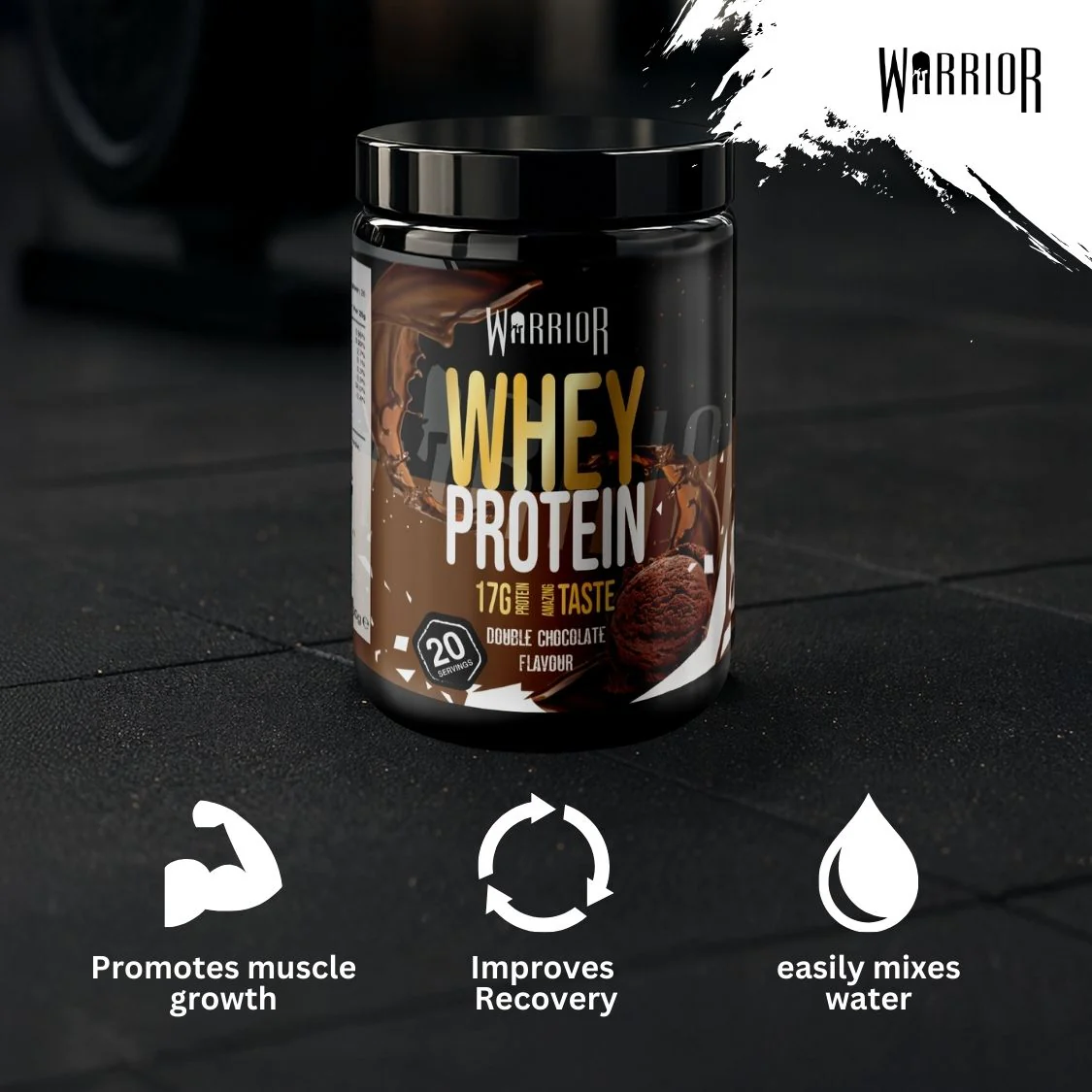 Warrior Whey Protein Powder – 500g | High Protein Shake for Muscle, Recovery & Lean Gains UK - Image 2